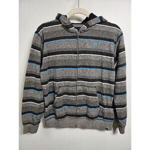 Boys Quicksilver Grey Blue Baja Hoodie Youth Size Medium, 10 - 12